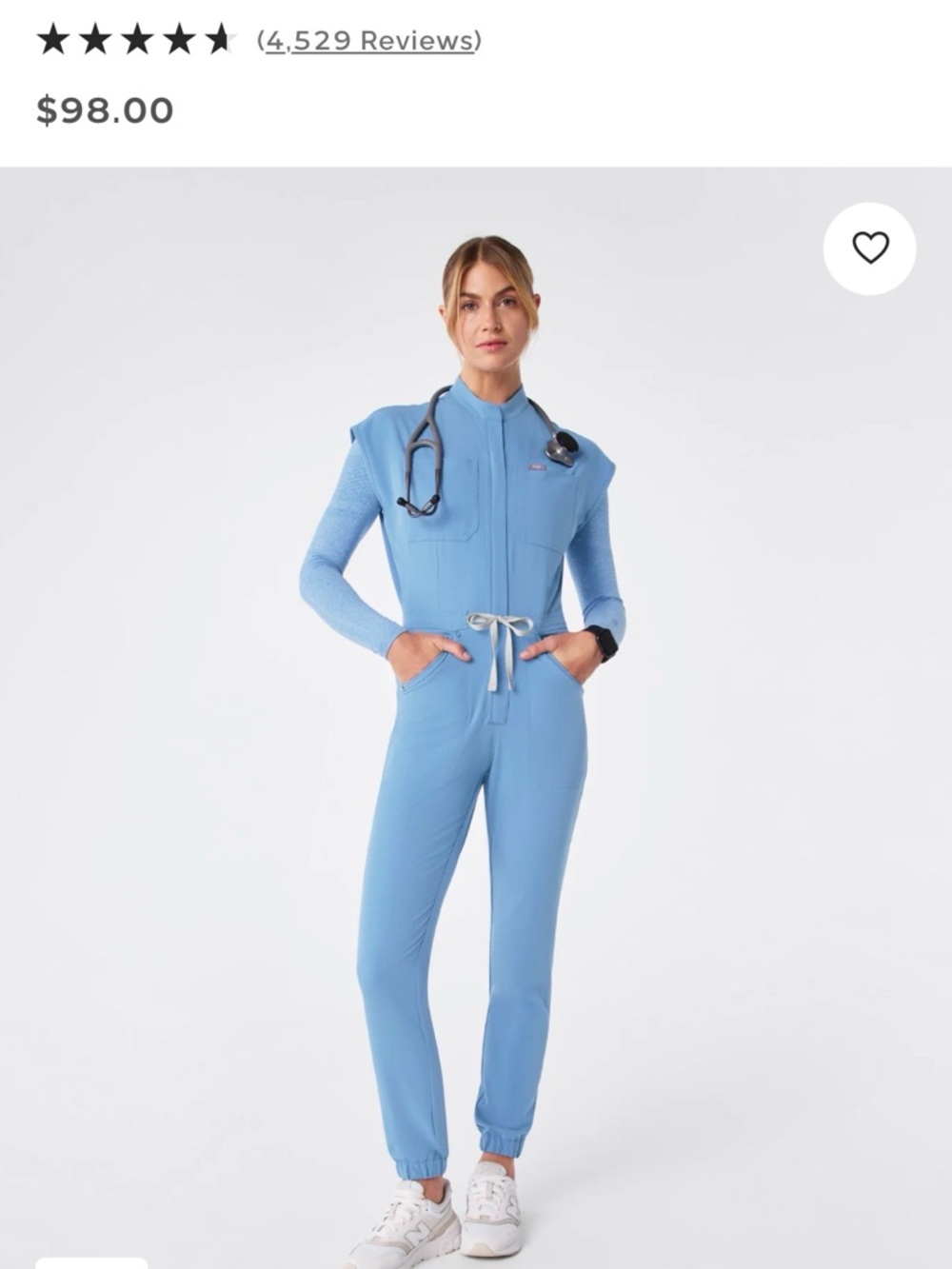 Figs Sky Blue Zip-Front Utility Jumpsuit